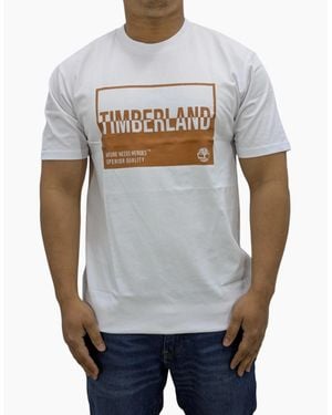 Timberland T Shirts Print Logo Crew Neck Pullover Short Sleeve Cotton New - Grey