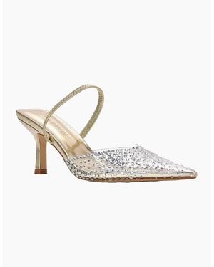 XY London Ladies Tia Metallic Perspex Court Shoes - White