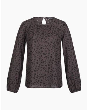 Regatta Keyhole Neck Long Sleeve Blouse - Grey