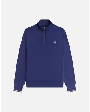 Fred Perry Half Zip Sweatshirt French/Champion's/Stockport - Blue