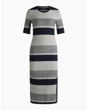 BOSS Etanah Crew Neck Three Quarter Sleeve Midi Dress - Grey