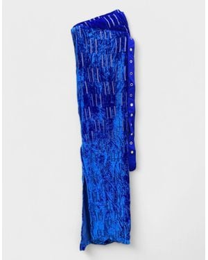 Off-White c/o Virgil Abloh Velvet Shibori Belt Long Dress - Blue