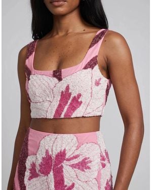 Oceanus Delilah Beaded Co-Ord Top X By Poppy - Pink