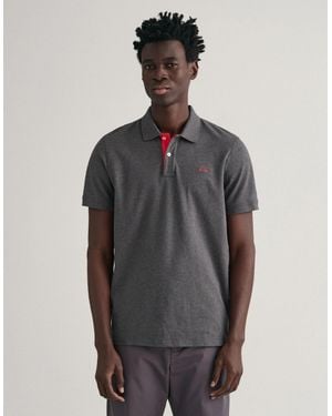 GANT Regular Fit Short Sleeve Contrast Pique Rugger - Grey