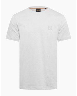 BOSS Tales T-Shirt With Logo Patch Premium Cotton - White