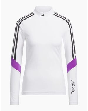 adidas Mock Neck Long Sleeve Slim Fit Jersey Top - White