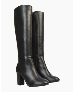 XY London Ladies Jen Zipped Heeled Knee-High Boots - Black