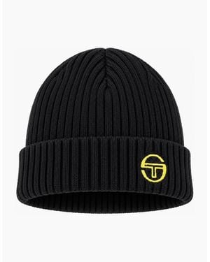 Sergio Tacchini Seppi Ribbed Turn Up Beanie Hat/Old - Black