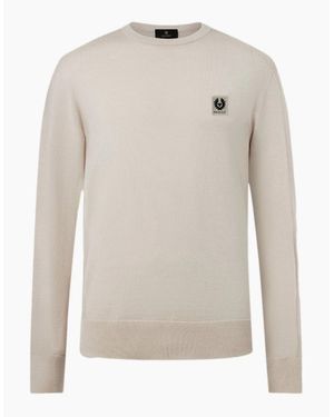 Belstaff Colden Merino Crew Neck Pale Stone - White