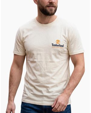 Timberland T Shirts Illustrated Tree Logo Summer Top - White