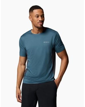 Columbia Three Pitch Ss Crew Polyester Activewear T-Shirts - Blue