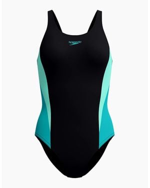 Speedo Ladies Splice 2.0 Colour Block One Piece Swimsuit - Blue