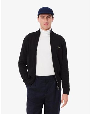 Lacoste High Neck Zipped Cotton Jumper - Blue