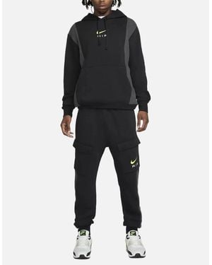 Nike Fv0167 Tracksuit Set Jogging Bottom Pullover Fleece Hoodie Tops - Black