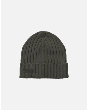 Police Tymos Ribbed Cotton Khaki Beanie Hat - Green