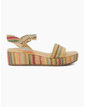 Dune Lo Lazer Open Toe Flat Slide Sandals - Metallic