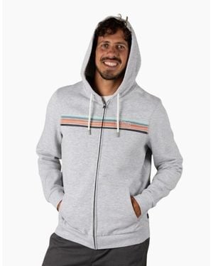 Saltrock Torn Stripe Zip Up Hoodie - White