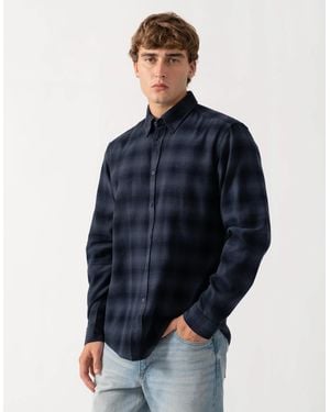 BOSS Boss Rickert Long Sleeve Check Shirt - Blue