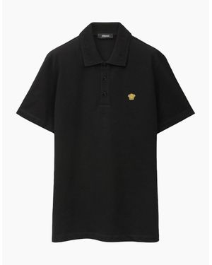 Versace Medusa Embroidery Piquet Polo - Black