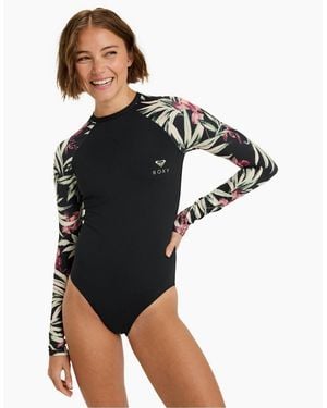 Roxy Basic Mix Onesie One Piece Long Sleeve Rash Vest - Black