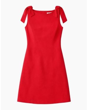 Ro&zo Linen-Blend Bow-Detail Mini Dress - Red