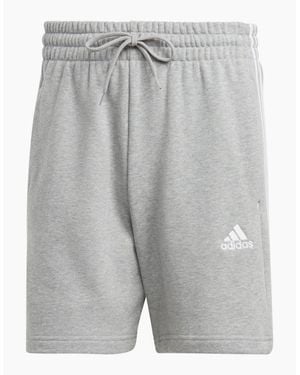adidas 3 Stripe Fleece Shorts - Grey