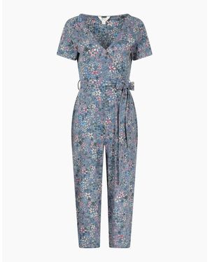 Mountain Warehouse Ladies Santorini Floral Wrap Jumpsuit - Blue