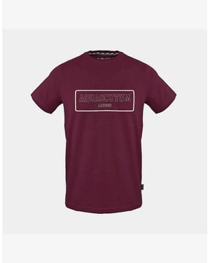 Aquascutum Printed Logo Crew Neck Short Sleeve Jersey T-Shirt - Purple