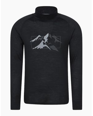 Mountain Warehouse Adult Quest Merino Wool Long-Sleeved Thermal Top - Black