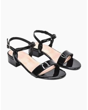 XY London Ladies Moana Patent Low Block Heel Sandals - Black
