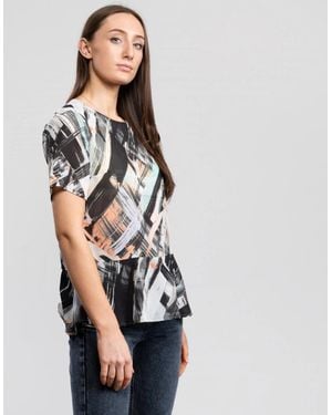 Great Plains Great Plains Pastel Paint Peplum Top - Black