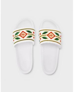 CASABLANCA Embroidered Terry Slider - White