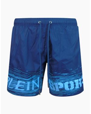 Philipp Plein Plein Sport Shade Logo Medium Boardshort Swim Shorts - Blue
