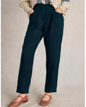 White Stuff Rowena Linen Trouser Regular Dark - Blue