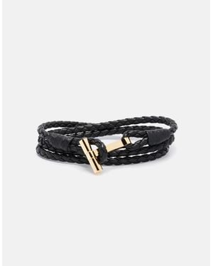 Tom Ford Braided Leather Bracelet - Black