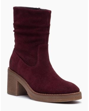 Hush Puppies Flora Ruched Ankle Boots - Red