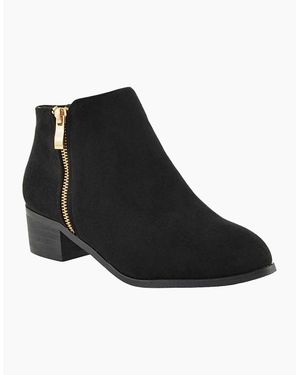 XY London Ladies Alberto Zip Low Block Heel Boots - Black
