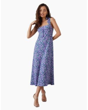 Dorothy Perkins Ladies Floral Tie Shoulder Petite Midi Dress - Blue