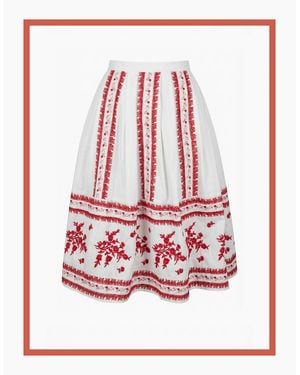 Nooki Design Aimee Ditsy Embroidered Cotton Pleated Skirt - Pink