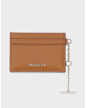 McQueen Sling Logo Card Holder Leather - Brown