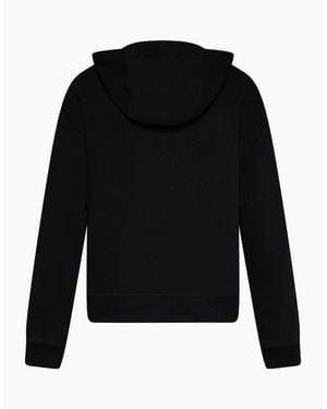 DKNY Jeans Satin Applique Chainstitch Logo Hoodie - Black