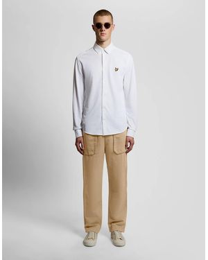 Lyle & Scott Straight Leg Linen Blend Trousers - White