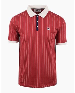 Fila Classic Bb1 Striped Polo Garnet/Gardenia - Red