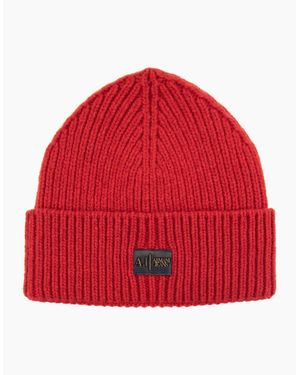 Armani Jeans Metal Logo Beanie - Red