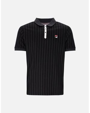 Fila Bb1 Classic Striped Polo Shirt/Gardenia/Fig/Charcoal - Black