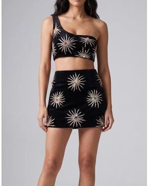 Oceanus Callie Co-Ord Luxe Mini Skirt Stock - Black