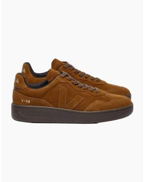 Veja V-90 Suede Trainer Cognac/Eagle - Brown