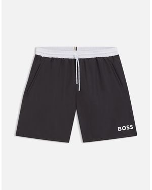 BOSS Starfish Logo Print Swim Shorts - Blue