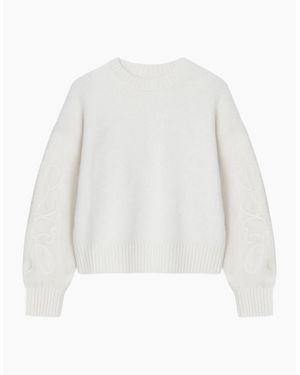 Ro&zo Ivory Applique Sleeve Jumper With Alpaca - White