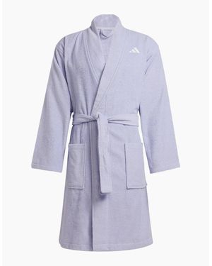 adidas Long Sleeve Shawl Neck Robe - Blue